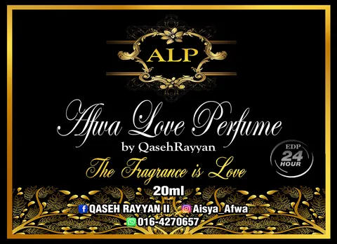 Contoh rekaan sticker produk 004: Afwa Love Perfume 20Ml