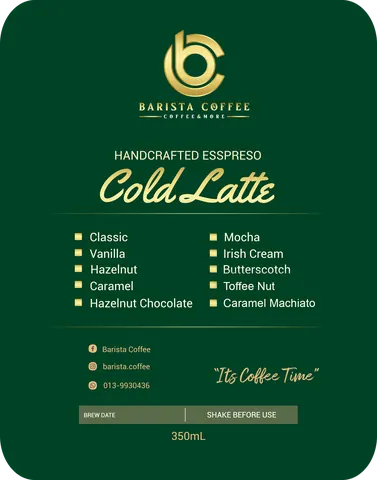Contoh rekaan sticker produk 013: Barista Coffee