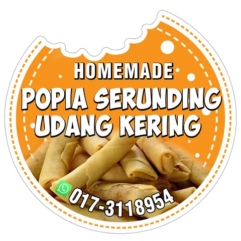 Contoh rekaan sticker produk 043: Homemade Popia Udang Kering
