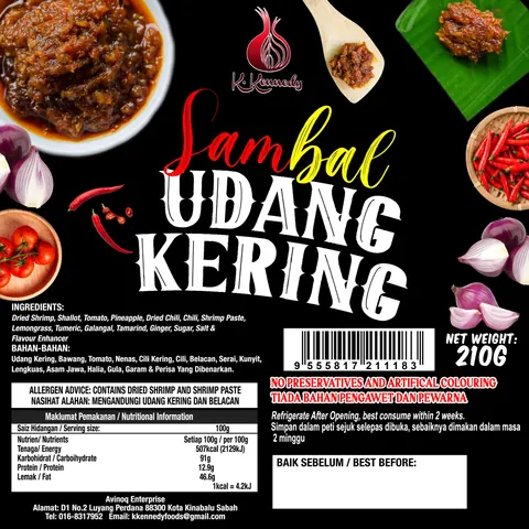 Contoh rekaan sticker produk 048: Kenneday Sambal Udang Kering