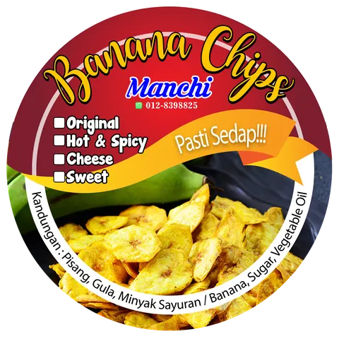 Contoh rekaan sticker produk 051: Banana Chips