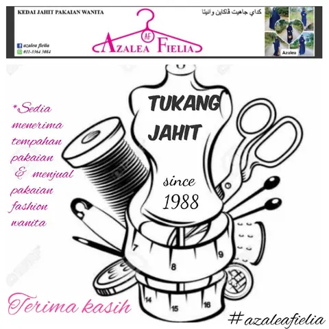 Contoh rekaan sticker produk 054: Tukang Jahit Azalea