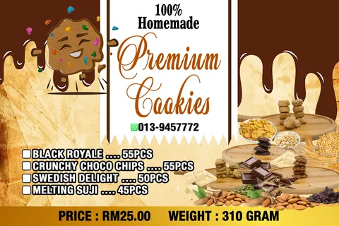 Contoh rekaan sticker produk 064: 100% Premium Cookies