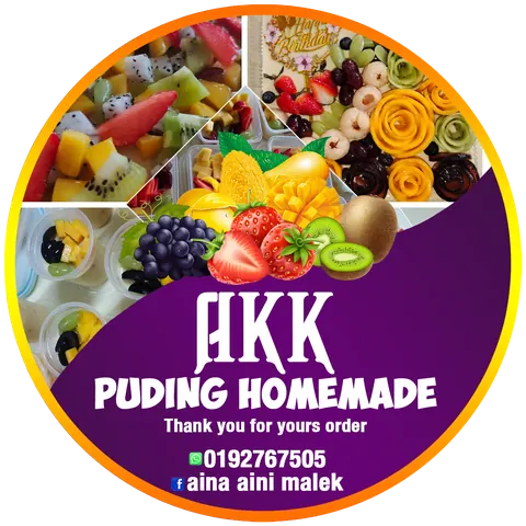 Contoh rekaan sticker produk 070: Akk Puding Homemade