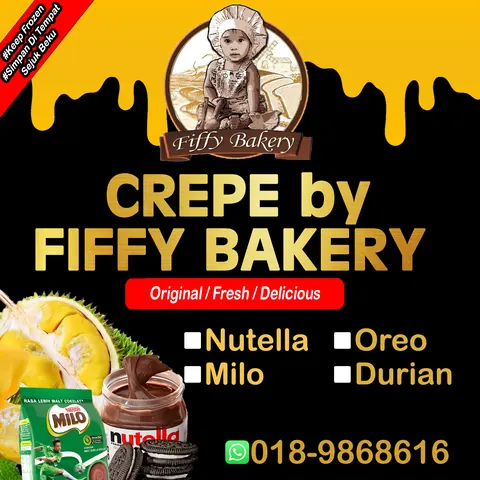Contoh rekaan sticker produk 091: Crepe By Fiffy Bakery