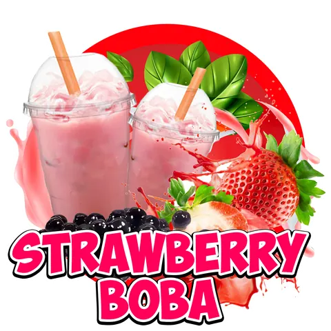 Contoh rekaan sticker produk 097: Strawberry Boba