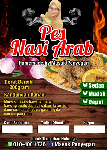 Contoh rekaan sticker produk 098: Pes Nasi Arab