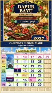 Kalendar 2027 untuk Nasi Kandar