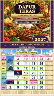 Kalendar 2027 untuk Warung Sarapan