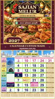 Kalendar 2027 untuk Gerai Burger