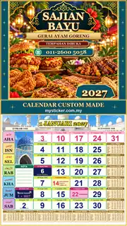 Kalendar 2027 untuk Gerai Ayam Goreng