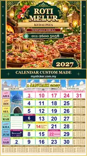 Kalendar 2027 untuk Kedai Piza