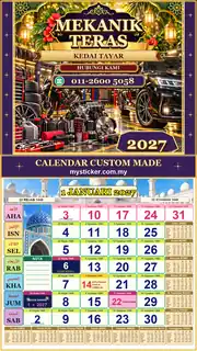 Kalendar 2027 untuk Kedai Tayar