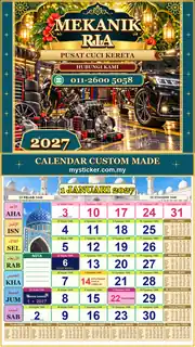 Kalendar 2027 untuk Pusat Cuci Kereta