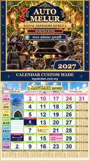 Kalendar 2027 untuk Kedai Aksesori Kereta
