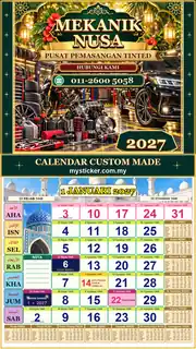 Kalendar 2027 untuk Pusat Pemasangan Tinted
