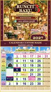 Kalendar 2027 untuk Kedai Serbaneka