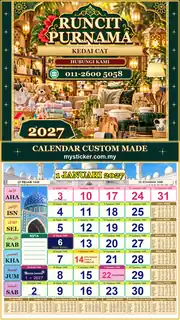 Kalendar 2027 untuk Kedai Cat