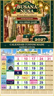 Kalendar 2027 untuk Kedai Beg Tangan