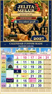 Kalendar 2027 untuk Kedai Emas