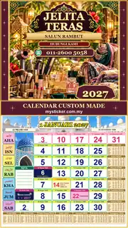 Kalendar 2027 untuk Salun Rambut