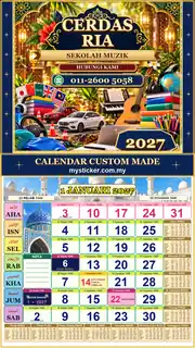 Kalendar 2027 untuk Sekolah Muzik