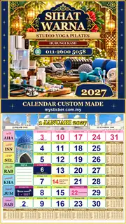 Kalendar 2027 untuk Studio Yoga Pilates