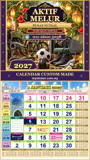 Kalendar 2027 untuk Pusat Futsal