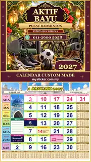 Kalendar 2027 untuk Pusat Badminton