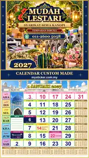 Kalendar 2027 untuk Syarikat Sewa Kanopi