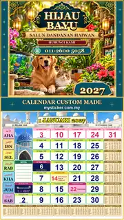 Kalendar 2027 untuk Salun Dandanan Haiwan