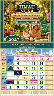 Kalendar 2027 untuk Gerai Durian Bermusim