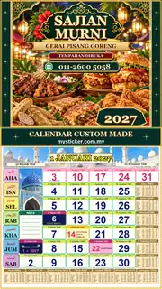 Kalendar 2027 untuk Gerai Pisang Goreng