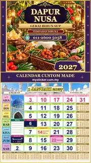 Kalendar 2027 untuk Gerai Bihun Sup
