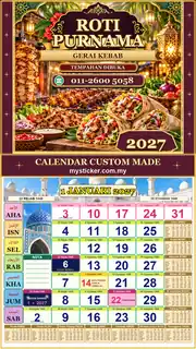 Kalendar 2027 untuk Gerai Kebab