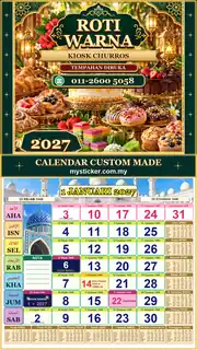 Kalendar 2027 untuk Kiosk Churros