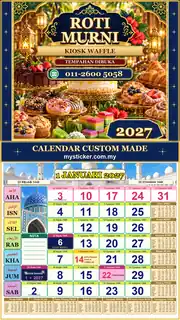 Kalendar 2027 untuk Kiosk Waffle