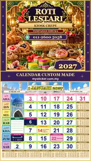 Kalendar 2027 untuk Kiosk Crepe