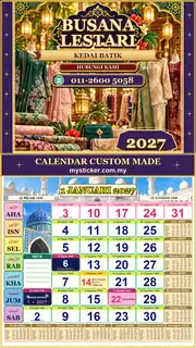 Kalendar 2027 untuk Kedai Batik