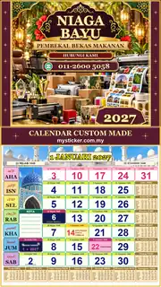 Kalendar 2027 untuk Pembekal Bekas Makanan
