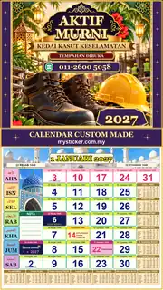 Kalendar 2027 untuk Kedai Kasut Keselamatan