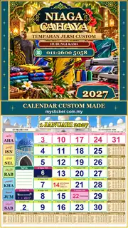 Kalendar 2027 untuk Tempahan Jersi Custom