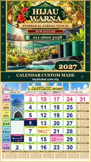 Kalendar 2027 untuk Pembekal Jaring Teduh