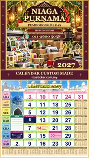 Kalendar 2027 untuk Pemborong Bekas