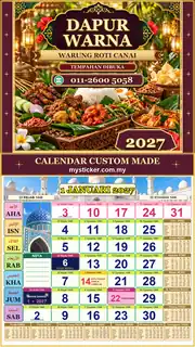 Kalendar 2027 untuk Warung Roti Canai