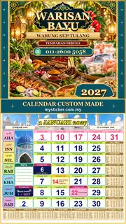 Kalendar 2027 untuk Warung Sup Tulang