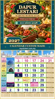 Kalendar 2027 untuk Warung Bubur Ayam