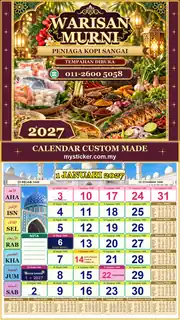 Kalendar 2027 untuk Peniaga Kopi Sangai