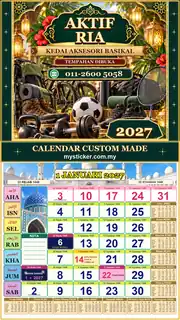 Kalendar 2027 untuk Kedai Aksesori Basikal