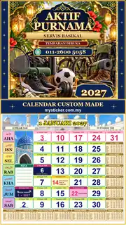 Kalendar 2027 untuk Servis Basikal